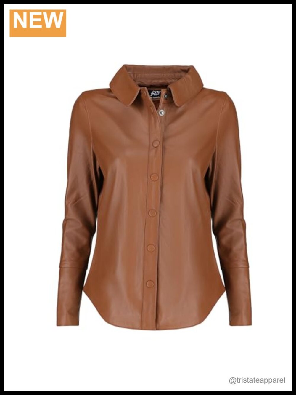 Real Lambskin Leather Shacket Women Long Sleeve Snap Button Down Relaxed Fit